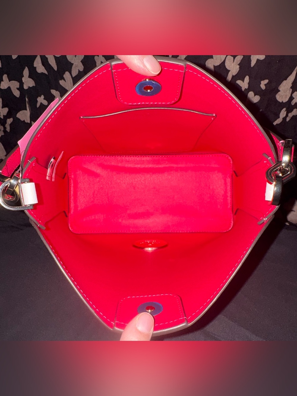 Kate Spade Darcy Grain Leather Large Bucket Bag, Palm Pink - Picture 9 of 13